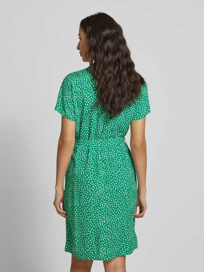 Vila Knielange jurk van viscose met strikceintuur groen, foto 3