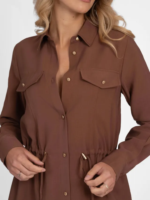 Nikkie viscose korte blousejurk - bruin, foto 5