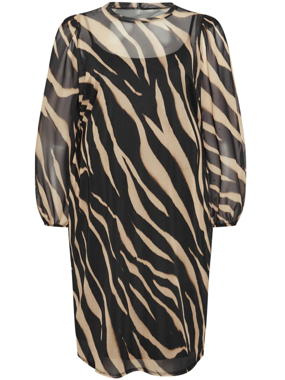 Yours Minijurk Van Mesh Met Zebraprint In Zwart/Beige, foto 5