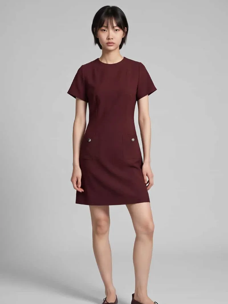Hugo Getailleerde kokerjurk met viscose, model 'Kihanna' Bordeaux