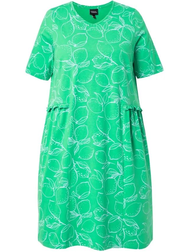 Ulla Popken Dames - Midi-jurken - Grasgroen - Maat 54+