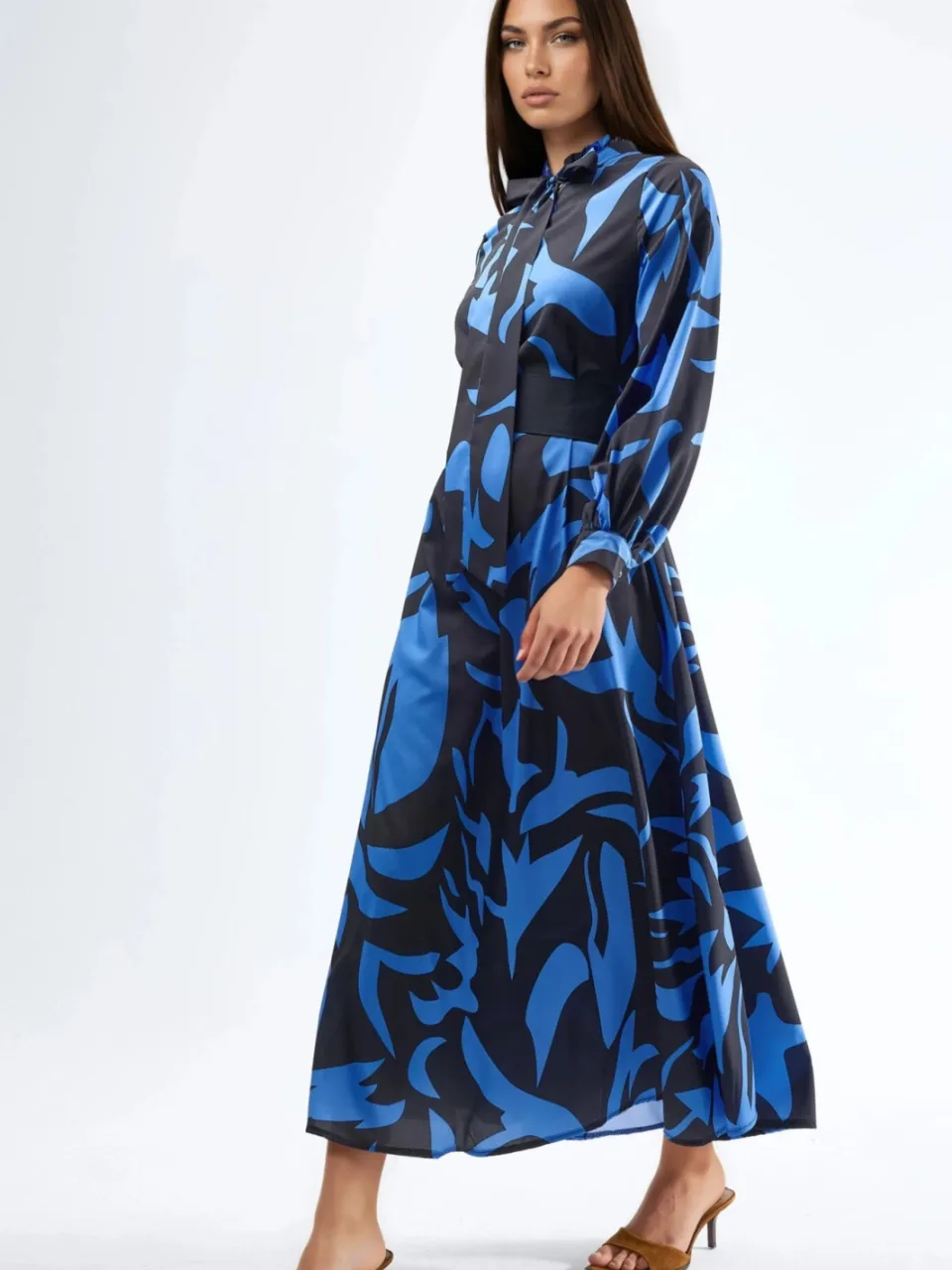 MSN Collection Gordel Gedetailleerde Maxi-jurk blauw, foto 2