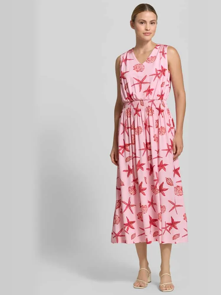 Milano Italy midi-jurk met all-over motiefprint Felroze