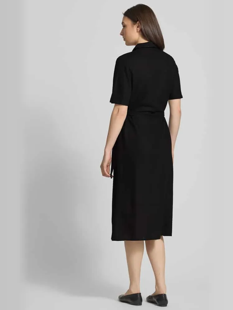 Pieces Losjes vallende vrijetijdsjurk van viscose-linnenmix model 'PIA' zwart, foto 3