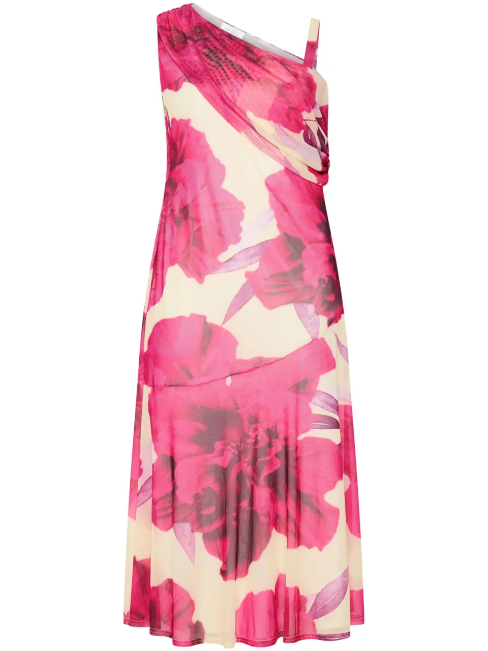 Yours London Witte Jurk Met Wazige Bloemenprint En Gedrapeerde Schouders, foto 4