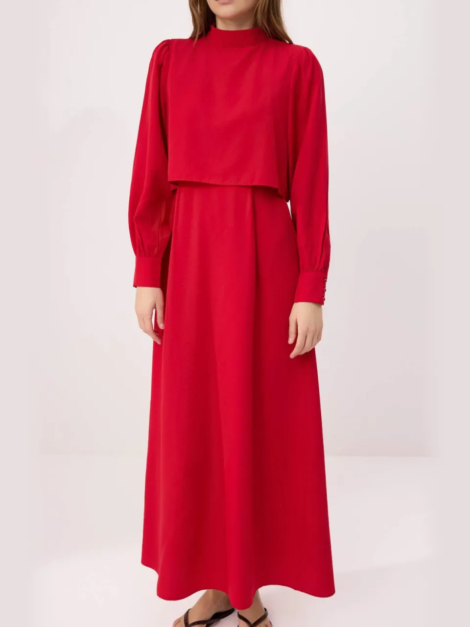 Trendyol Modest Dames Bordeaux Effen Maxi Lang Casual A-lijn Modest Jurken, foto 2