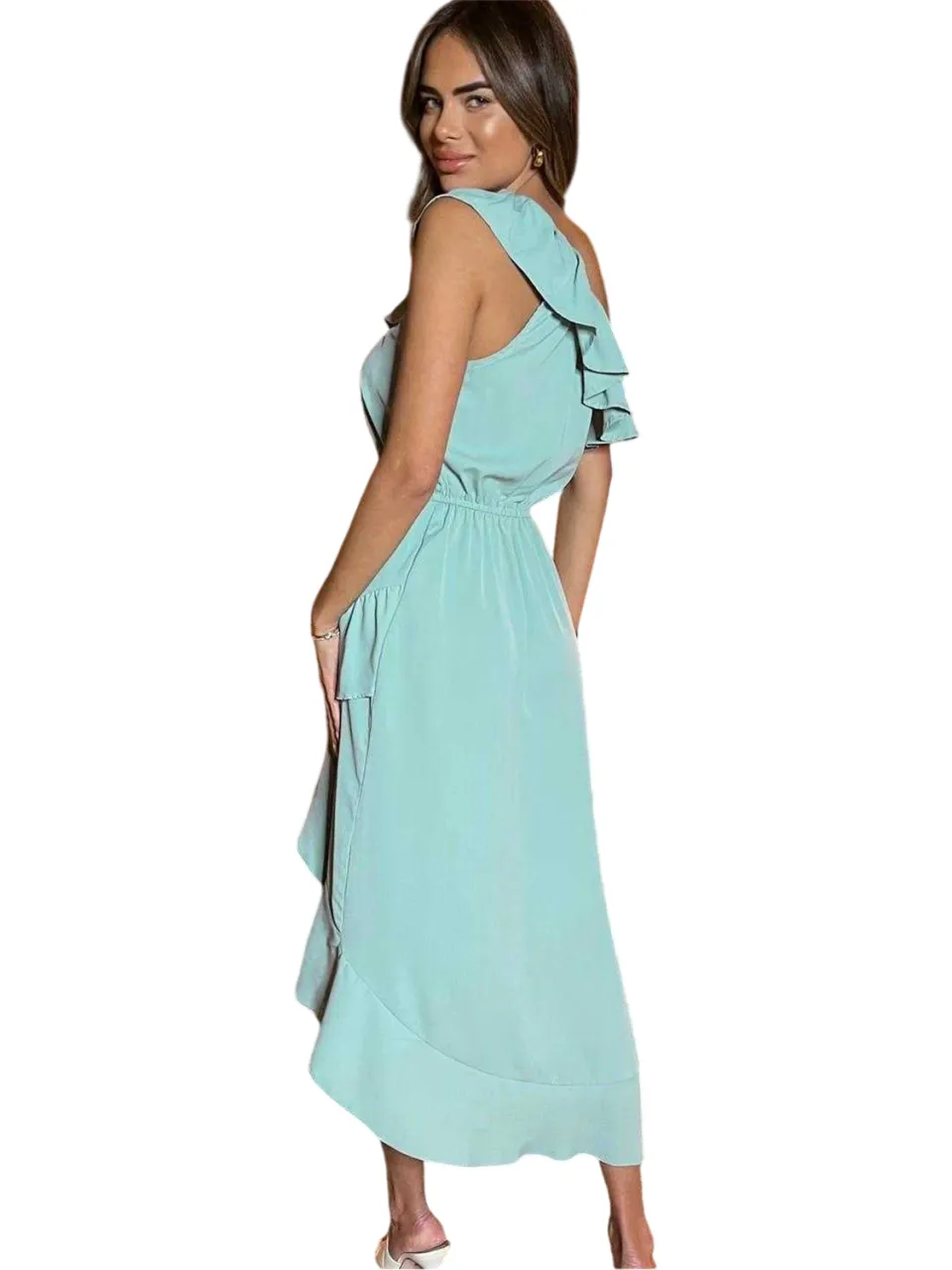 AX Paris Dames Franje Schouder Eén Schouder Jurk (Eendenei) blauw, foto 2