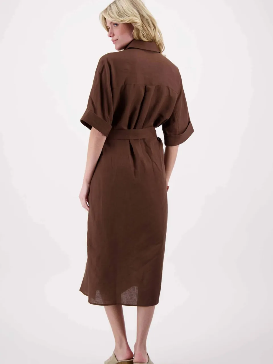 Zusss linnen blousejurk bruin, foto 3