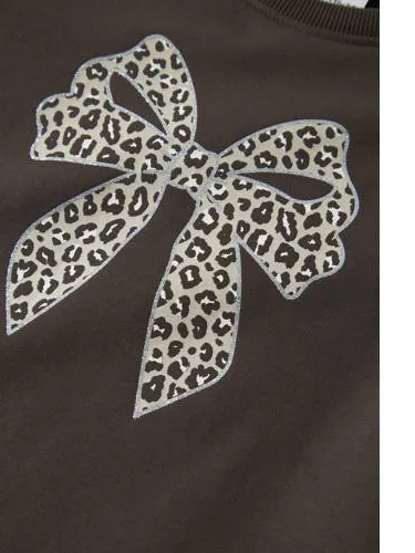 NAME IT MINI sweatjurk met ruches donkerbruin, foto 3