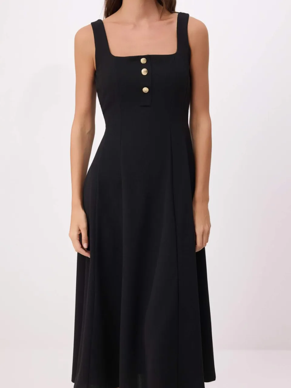 Trendyol TRENDYOLMİLLA Dames Zwart Effen Midi Mouwloos Skater Jurken, foto 2