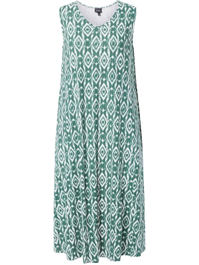 Ulla Popken Dames - Maxi jurken - Donker eucalyptus - Maat 42+