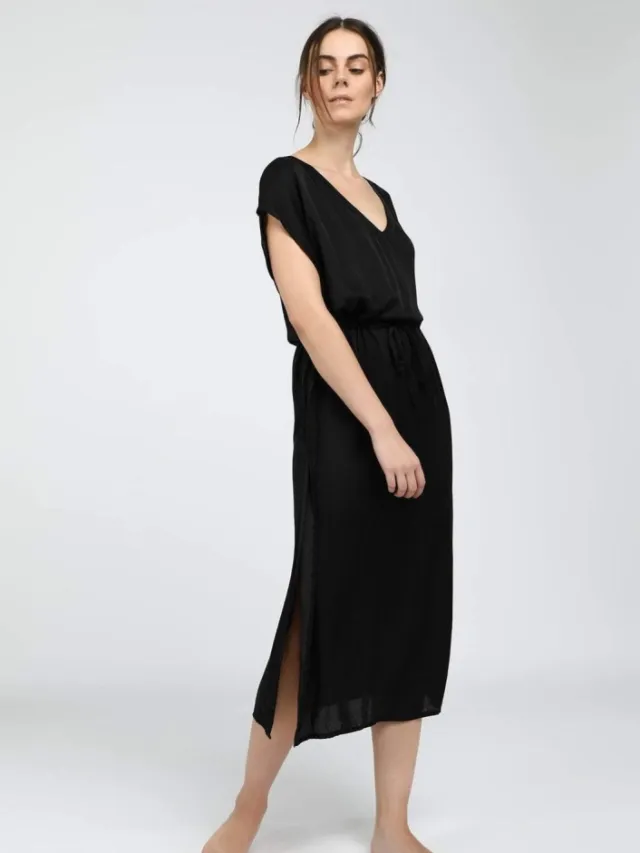 Neu Nomads dames vegan Kaftanjurk Capri Leisteen Zwart
