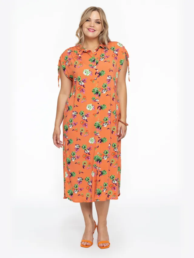 Yoek Dress collar drawstrings AZALEA | Oranje