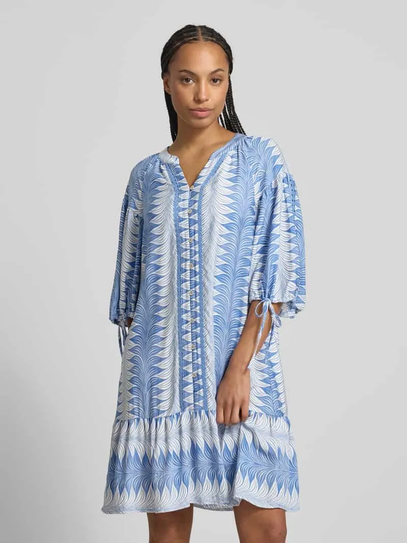 Christian Berg Woman Selection Kniellange tuniekjurk van viscosemix met v-hals blauw, foto 4