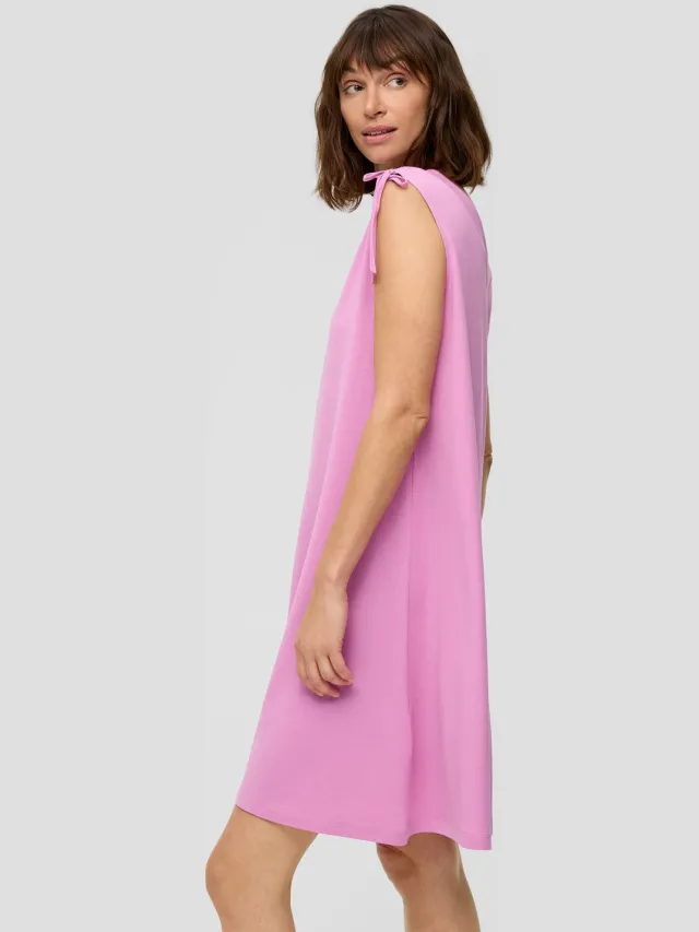 S.Oliver female - Jurk met V-hals en strikdetail roze