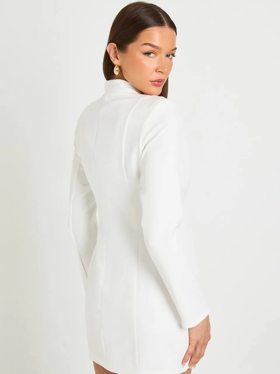 boohoo Dames Kraagloze Blazerjurk Met Drapeerdetail ivoor, foto 2