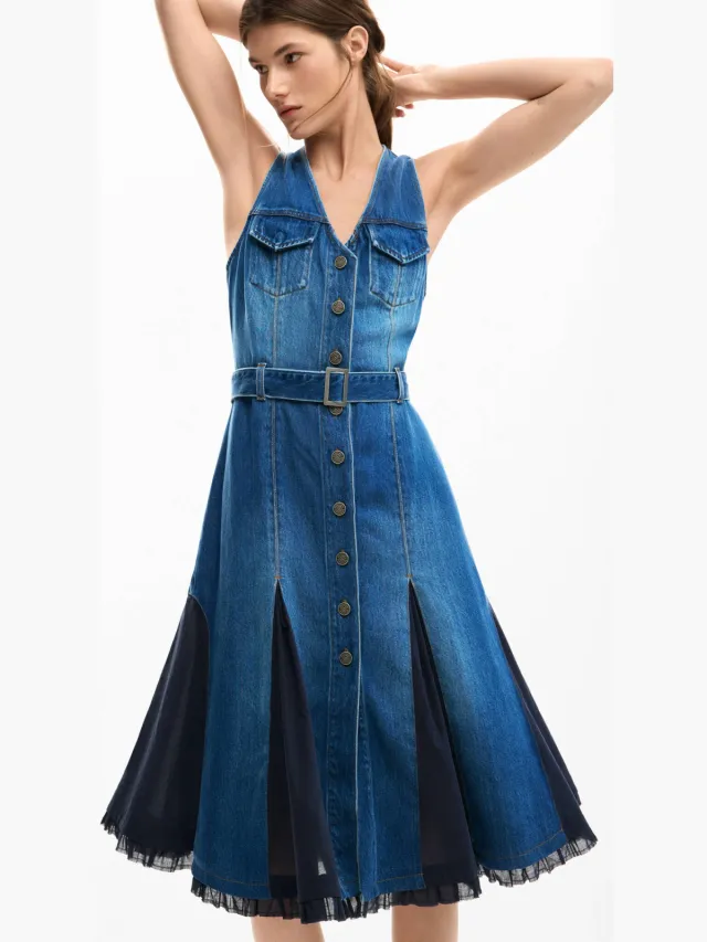 Desigual blousejurk medium blue denim