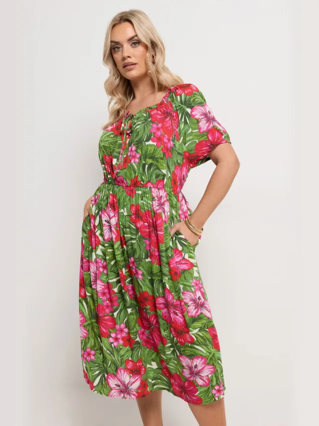 Yours Groene Maxijurk Met Bloemenprint Green