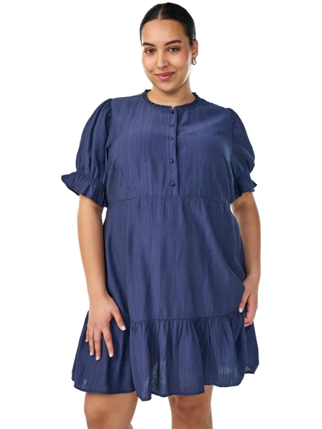 Zizzi viscose zomerblousejurk Plus Size - donkerblauw
