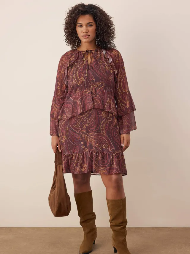 Trendyol Curve Dames Meerkleurig Effen Kort / Mini Lang Casual A-lijn Grote maten Jurk Veelkleurig