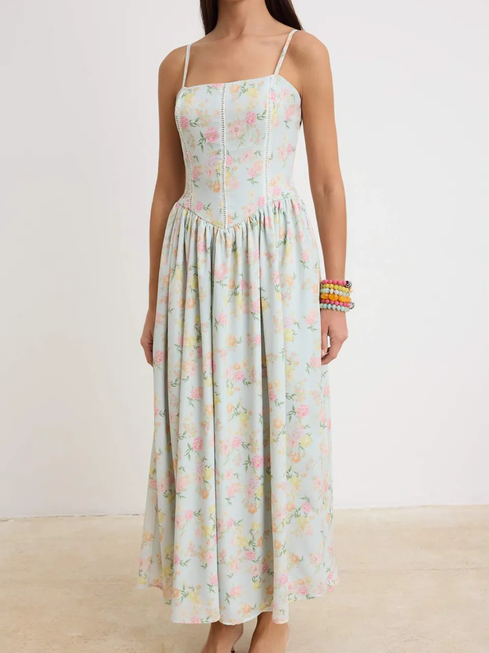 Trendyol TRENDYOLMİLLA Dames Meerkleurig Bloemen Maxi Mouwloos Skater Jurken veelkleurig, foto 2