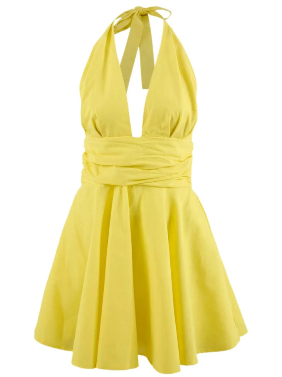 Trendyol TRENDYOLMİLLA Dames Geel Effen Midi Kort Strandkleding Skater Strandjurken, foto 2
