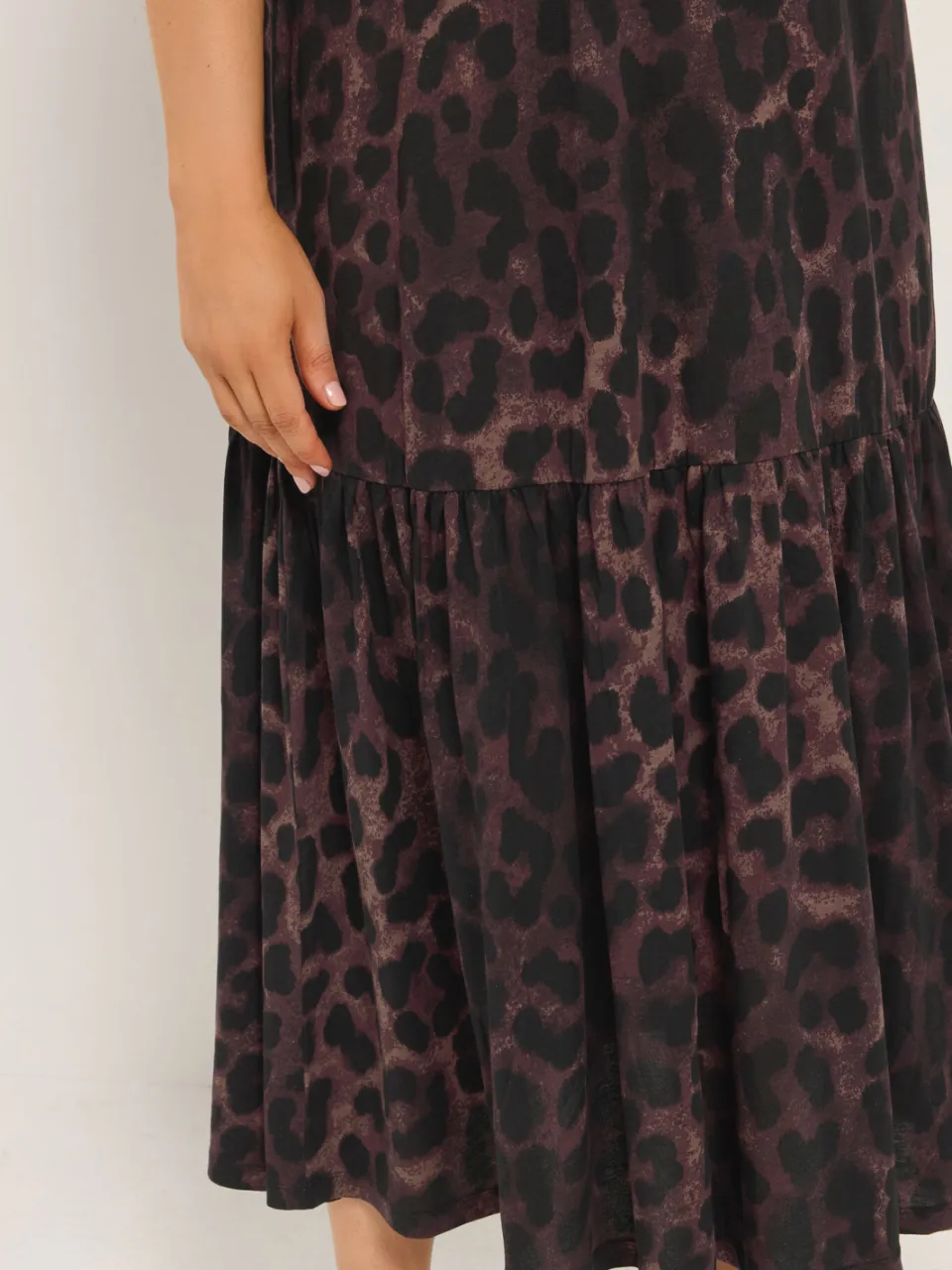 Yours Bruine Maxijurk Met Luipaardprint En Lage Taille, foto 4