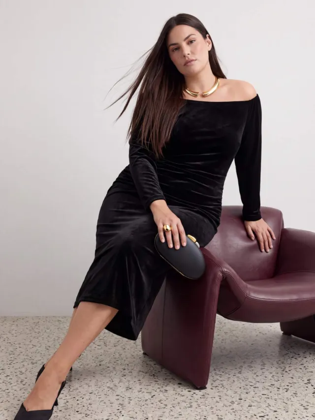 Trendyol Curve Dames Zwart Effen Maxi Lang Bodycon Grote maten Jurk, foto 2