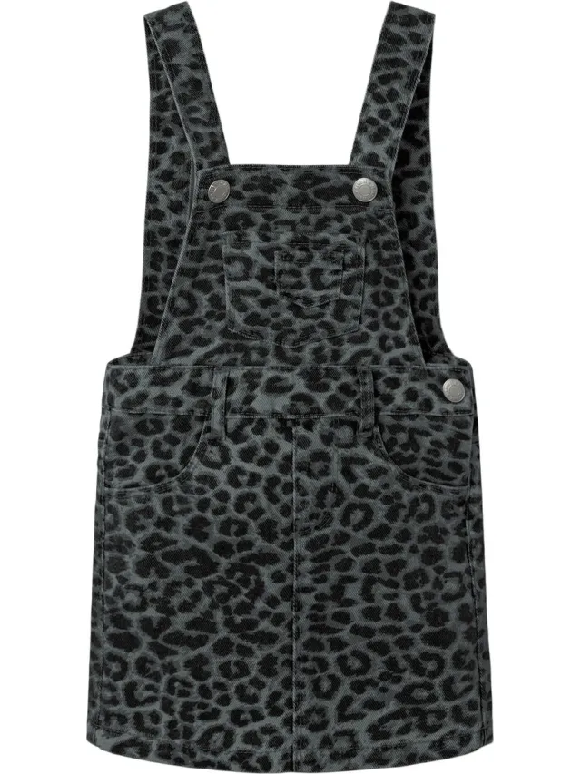 NAME IT Mini jurk OPHELIA Night Owl GREY LEOPARD Regular Fit Grijs