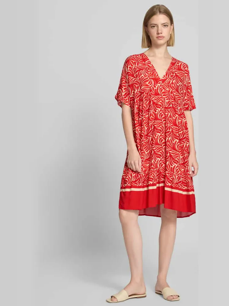 Zabaione Knie-lange jurk van viscose model 'Me44la' rood, foto 3