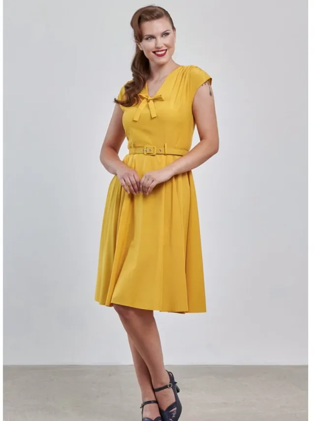 Banned Holly Flare jurk - M - Geel
