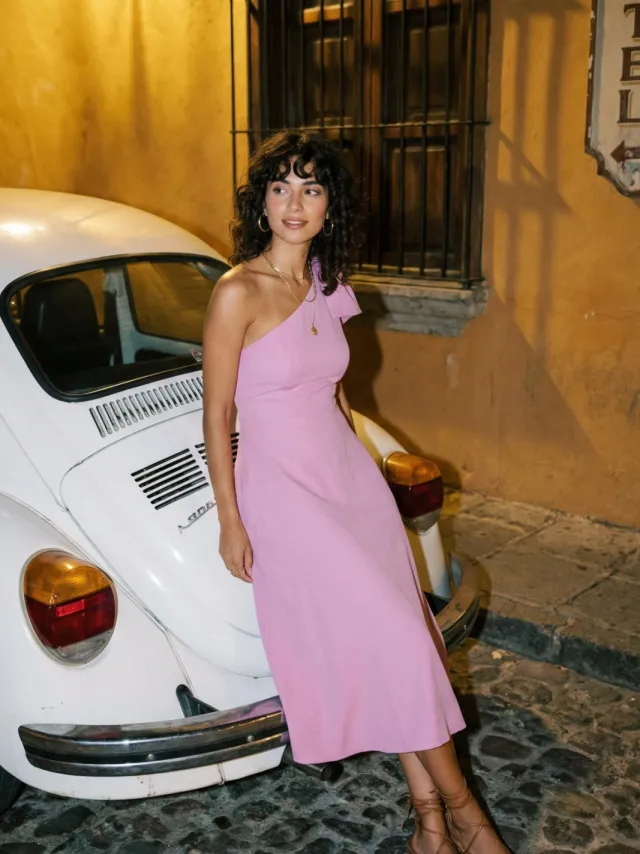 Trendyol TRENDYOLMİLLA Dames Roze Effen Midi Mouwloos Stijlvol/Avond Skater Jurken, foto 2