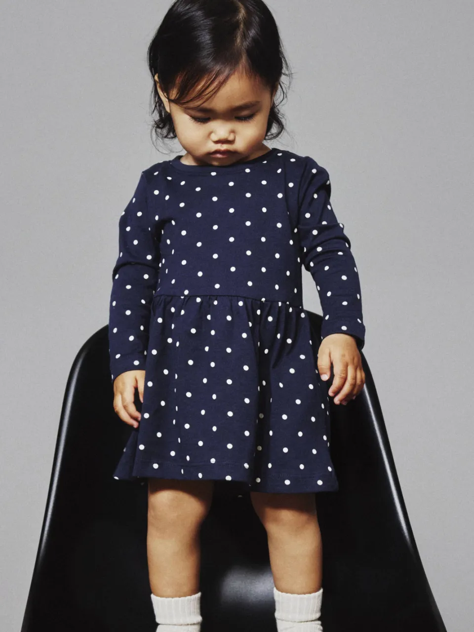 NAME IT mini jurk met stippen donkerblauw wit Donkerblauw/wit