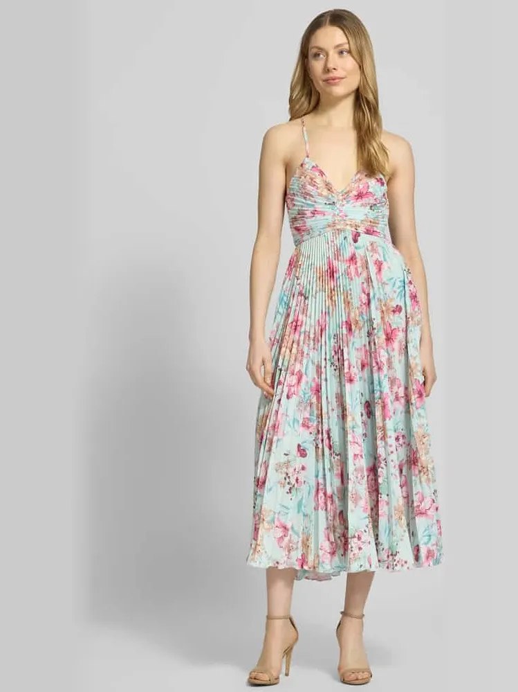 ADLYSH Regular fit midijurk in plissélook lichtblauw