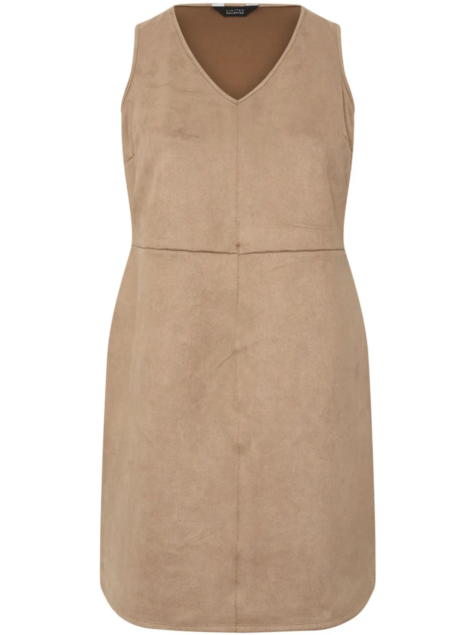 Limited Collection Mini Jurk Van Imitatiesuède Met Vhals In Beige, foto 4