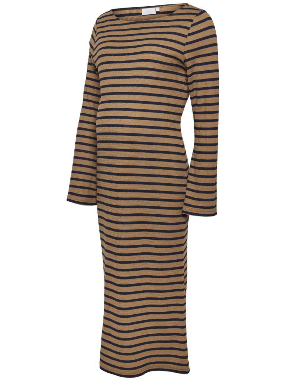 Mamalicious MLLULA gestreepte zwangerschapsjurk camel donkerblauw, foto 2