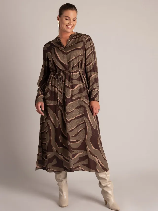 Yest Curve jurk YCvenice Brown/Olive Green