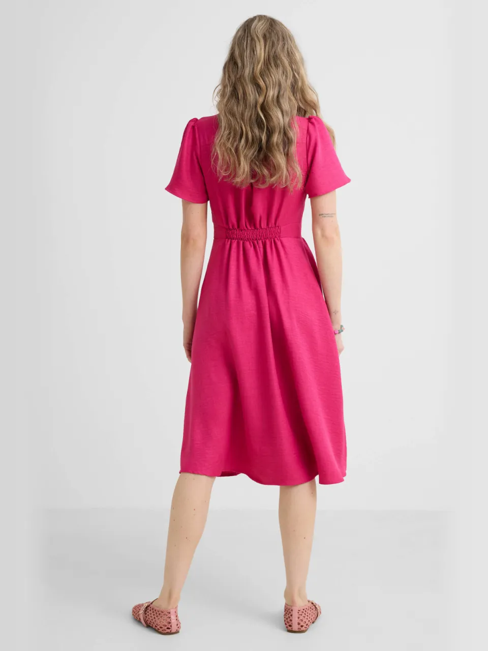 Anytime midi jurk roze, foto 4