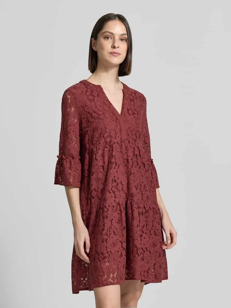 Vero Moda loose fit kanten jurk van katoenmix model 'HONEY' Bordeaux