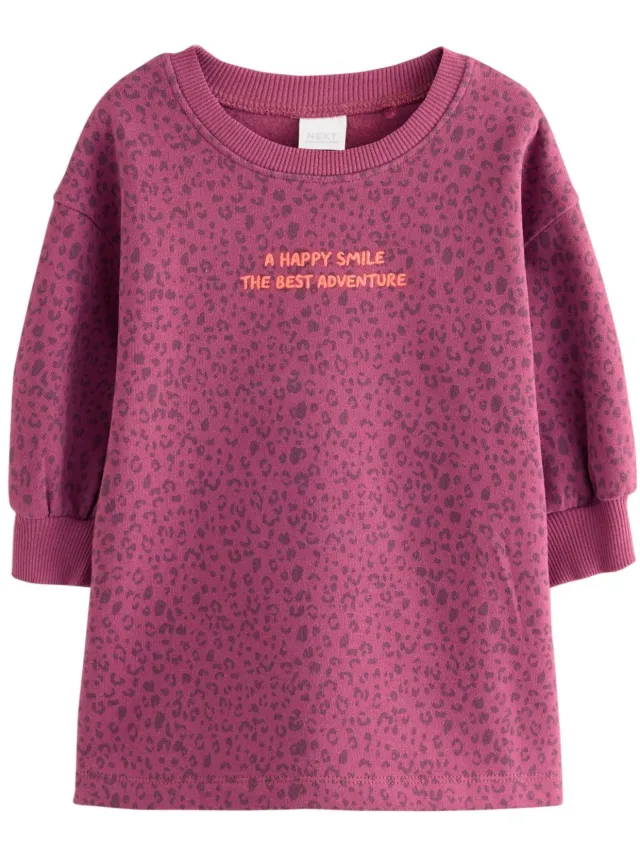 Next Meisjes - Sweaterjurk met lange mouwen - Roze Pink Animal Print