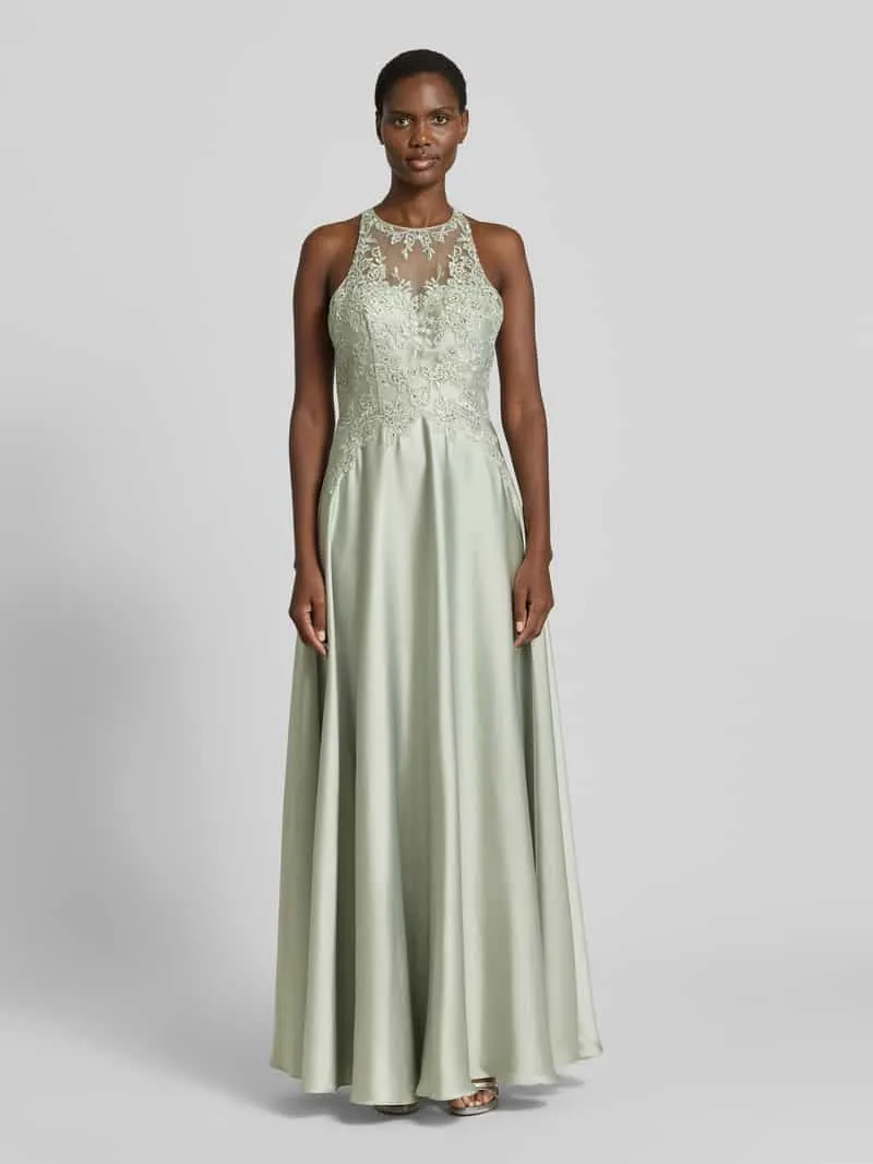 LUXUAR FASHION Avondjurk met bloemrijke stitching Groen
