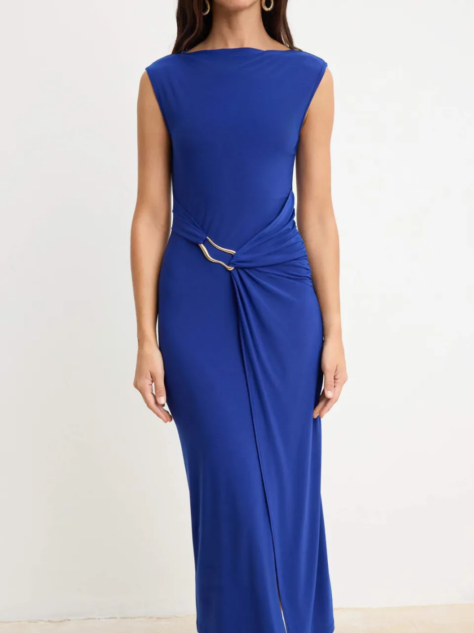 Trendyol TRENDYOLMİLLA Dames Blauw Effen Maxi Mouwloos Stijlvol/Avond Bodycon Jurken, foto 2