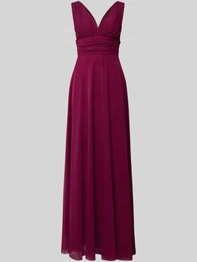 TROYDEN COLLECTION Avondjurk met plooien kersenrood, foto 2