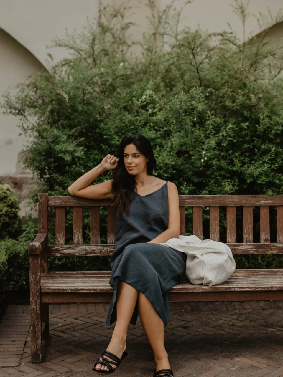 AmourLinen dames vegan Jurk Jakarta Antraciet, foto 2