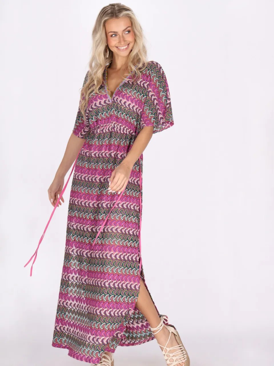 IZIA Jurk Dames Roze Veelkleurig