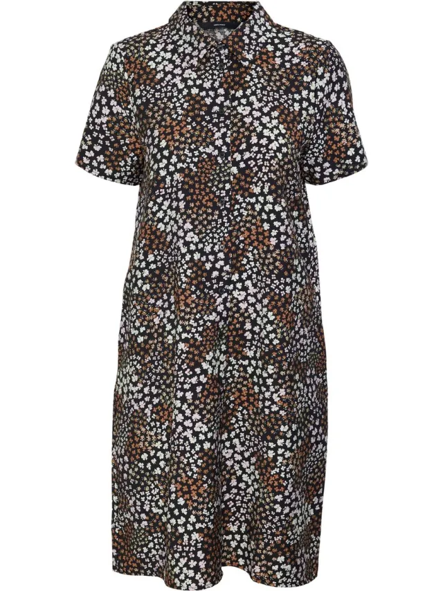 Vero Moda VMANEA SS ABK SHIRT DRESS WVN - Dames - Maxi jurken Black