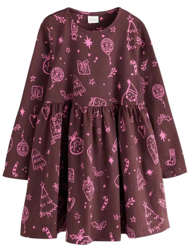 Next Meisjes - Jersey jurk met lange mouwen - Bruin Chocolate Brown