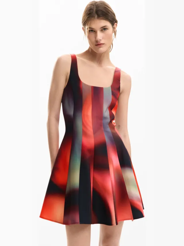 Desigual A-lijn jurk zwart Zwart/rood
