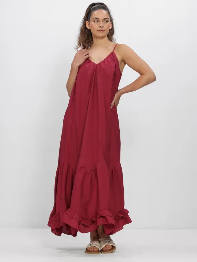 Y.A.S. YAS Dames Jurken Yassema Strap Long Dress S. - Bordeaux