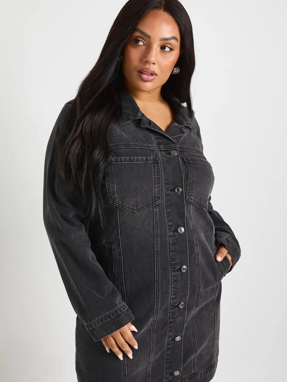boohoo Dames Plus Western Denim Mini Jurk, foto 3